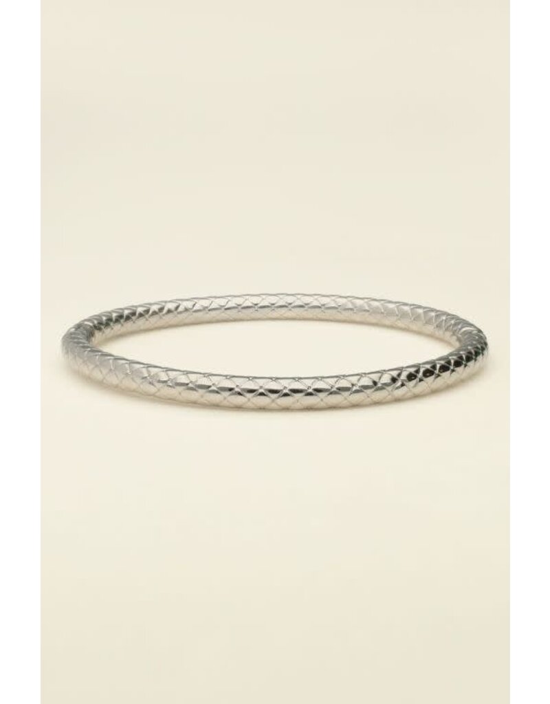 My Jewellery Bangle met geruit patroon - zilver