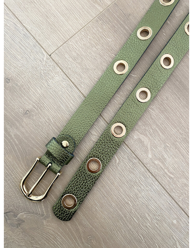 21Jewelz Musthave Gold Ring Belt | Metallic green