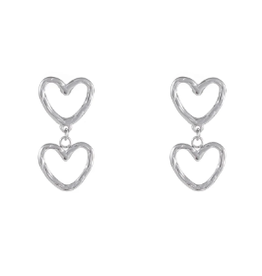 Go Dutch Label D&E - Double dangling hearts silver