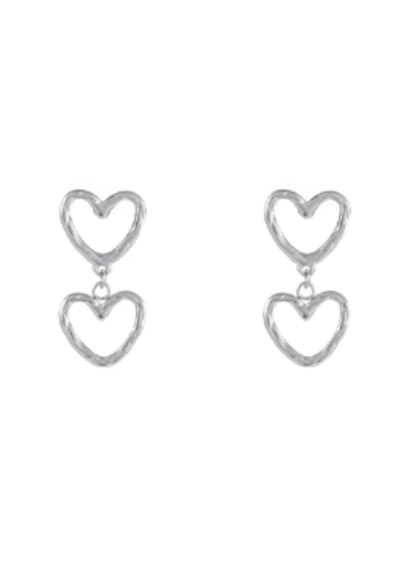 Go Dutch Label D&E - Double dangling hearts silver