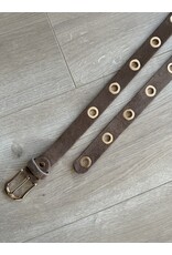 21Jewelz Musthave Gold Ring Belt | Suede Taupe