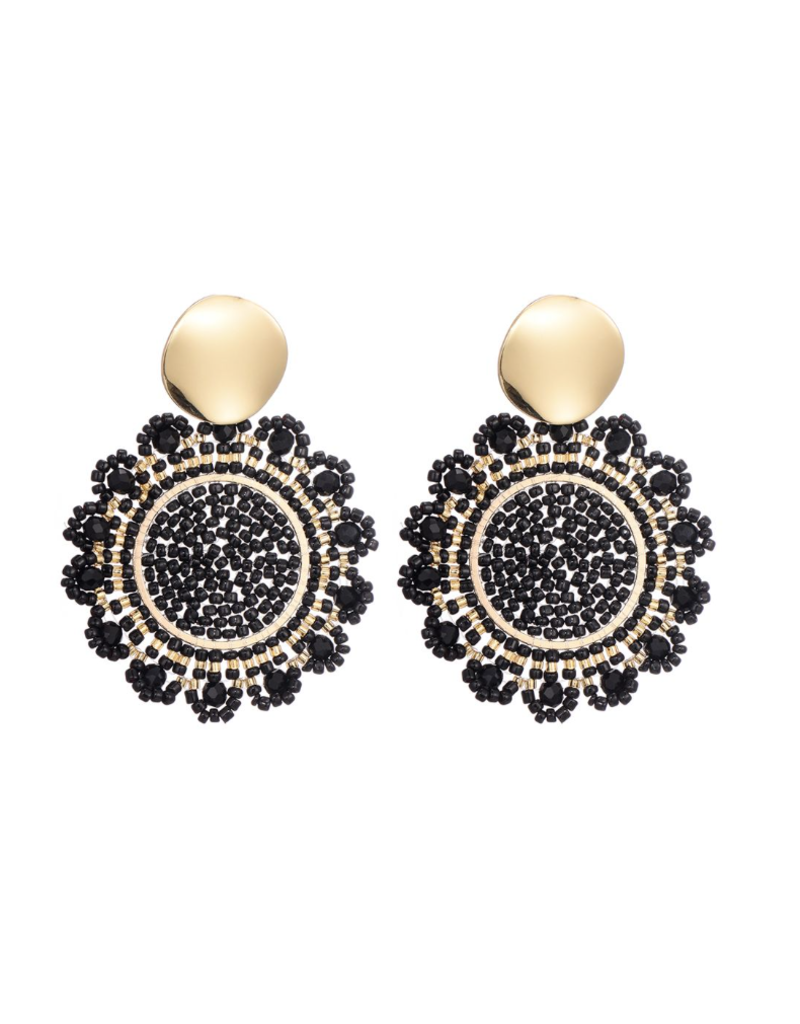 21Jewelz Black flower beads earrings