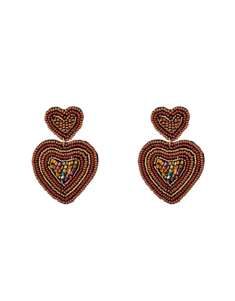 Go Dutch Label D&E - Double bead hearts rust/brown