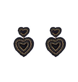 Go Dutch Label D&E - Double bead hearts black/green