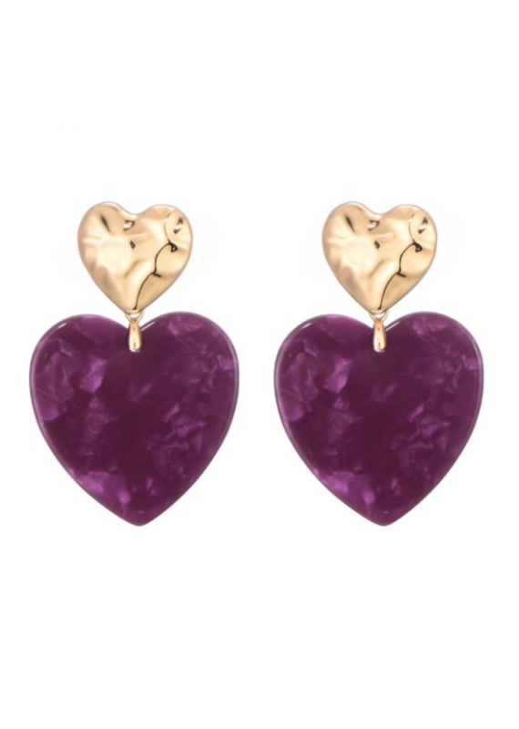 21Jewelz Magenta heart earrings