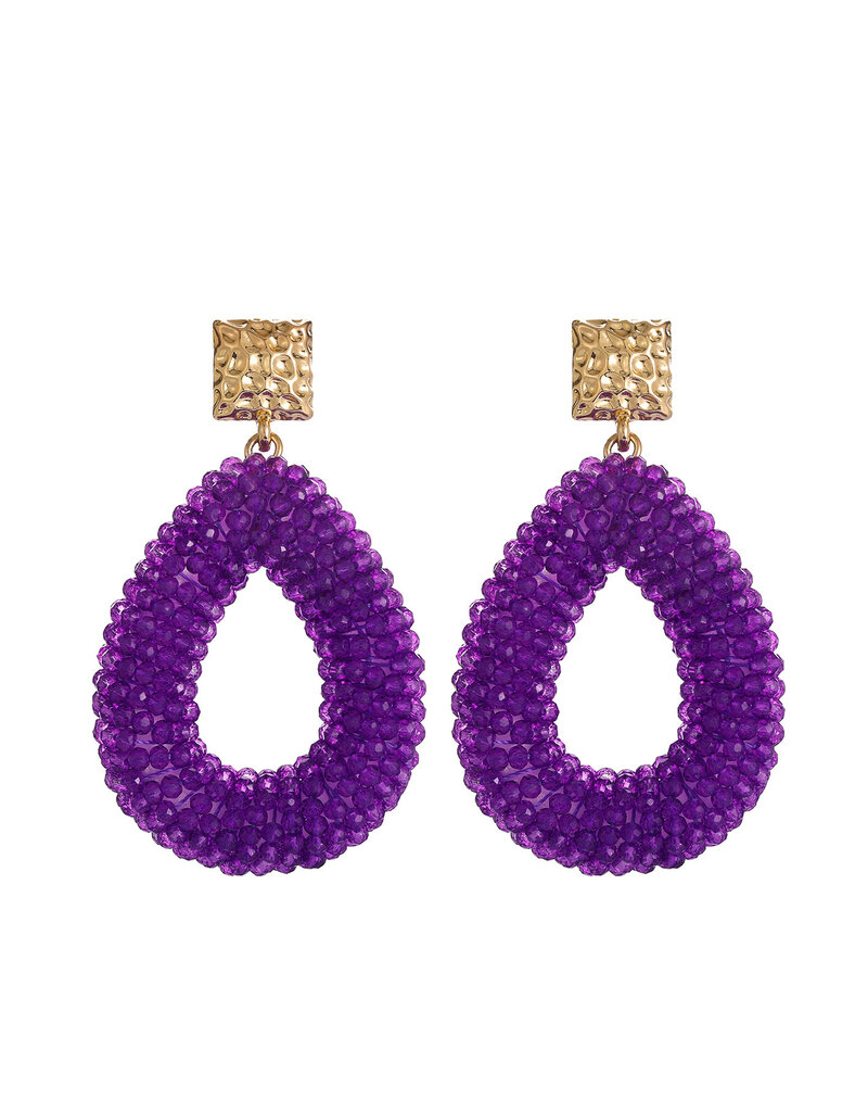 21Jewelz Gold square earrings - purple