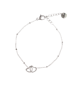 Go Dutch Label D&E - Cute double heart bracelet silver