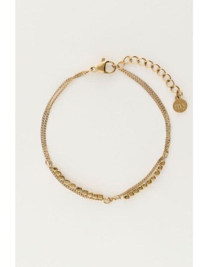 My Jewellery Dubbele armband met vierkantjes - goud