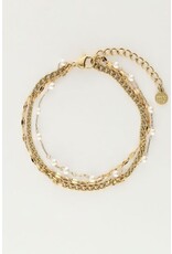 My Jewellery Driedubbele armband met parels - goud