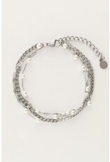 My Jewellery Driedubbele armband met parels - zilver