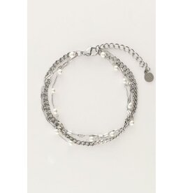 My Jewellery Driedubbele armband met parels - zilver