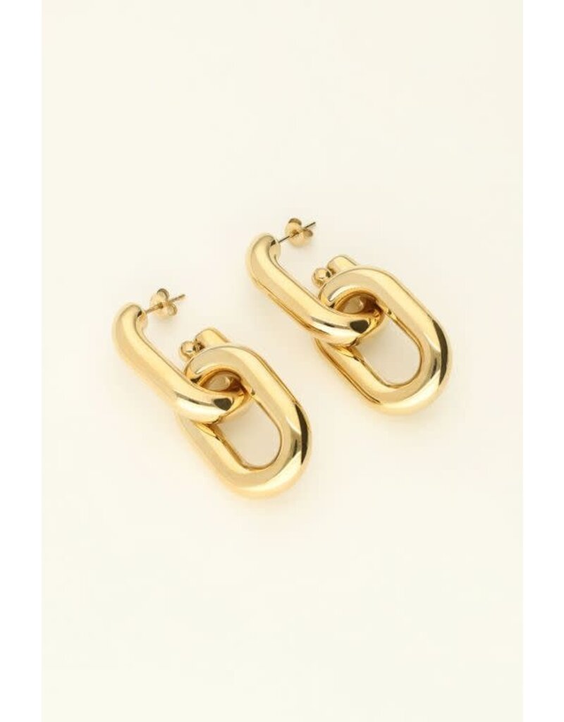 My Jewellery Dubbele ovale oorhangers - goud