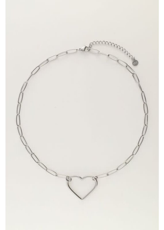 My Jewellery Schakelketting met groot open hart bedel - zilver