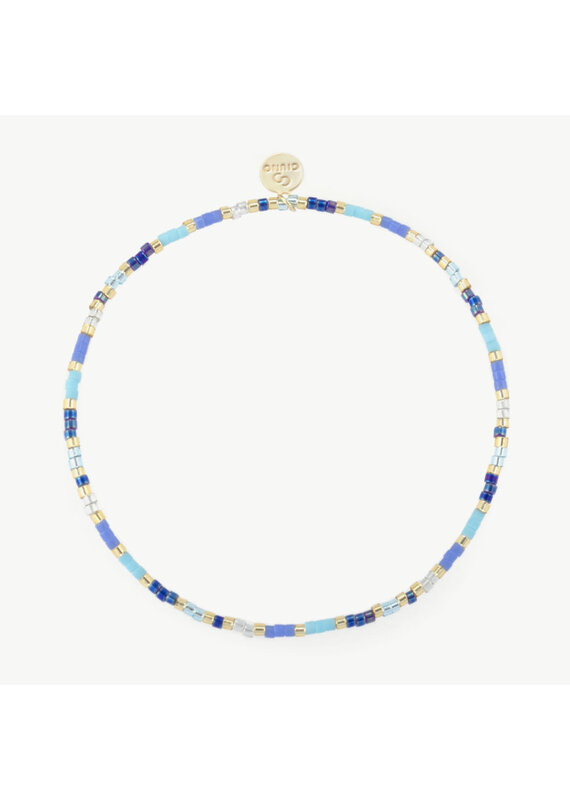 21Jewelz Dun elastisch kralenarmbandje - blauw/goud