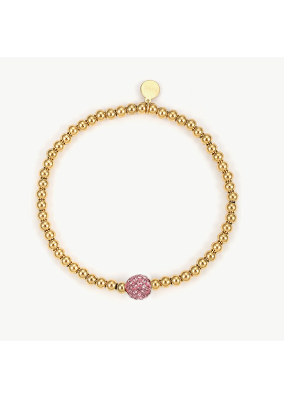 21Jewelz Elastische armband met bolletje - roze/goud