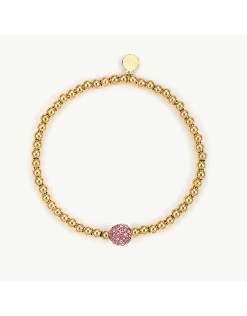 21Jewelz Elastische armband met bolletje - roze/goud