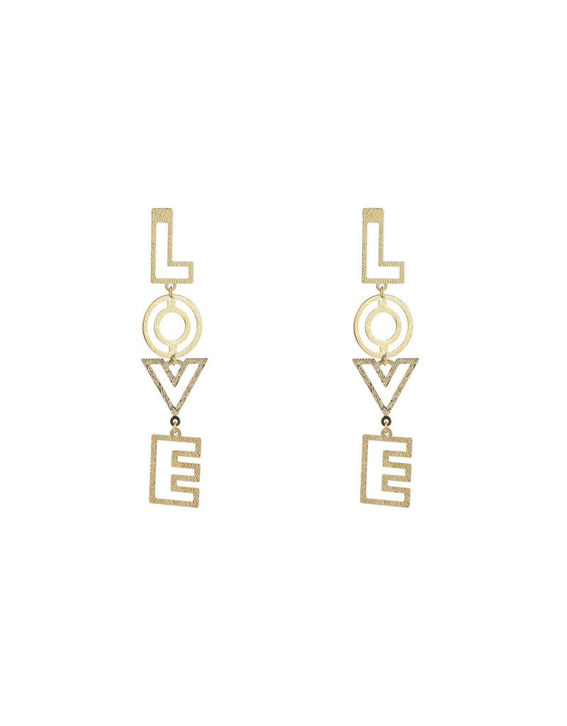 Go Dutch Label D&E - LOVE letters oorbellen - goud