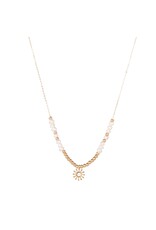 Go Dutch Label D&E - Ketting met parels en zon bedeltje - goud