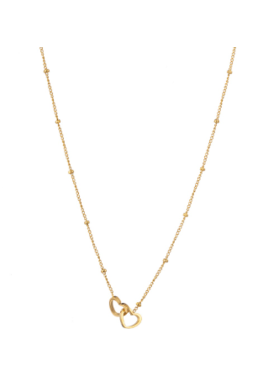 Go Dutch Label D&E - Dubbele hartjes ketting - goud