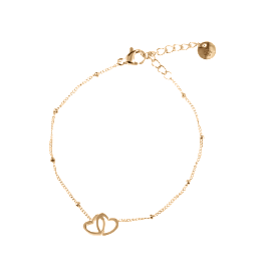 Go Dutch Label D&E - Dubbel hartje armband - goud