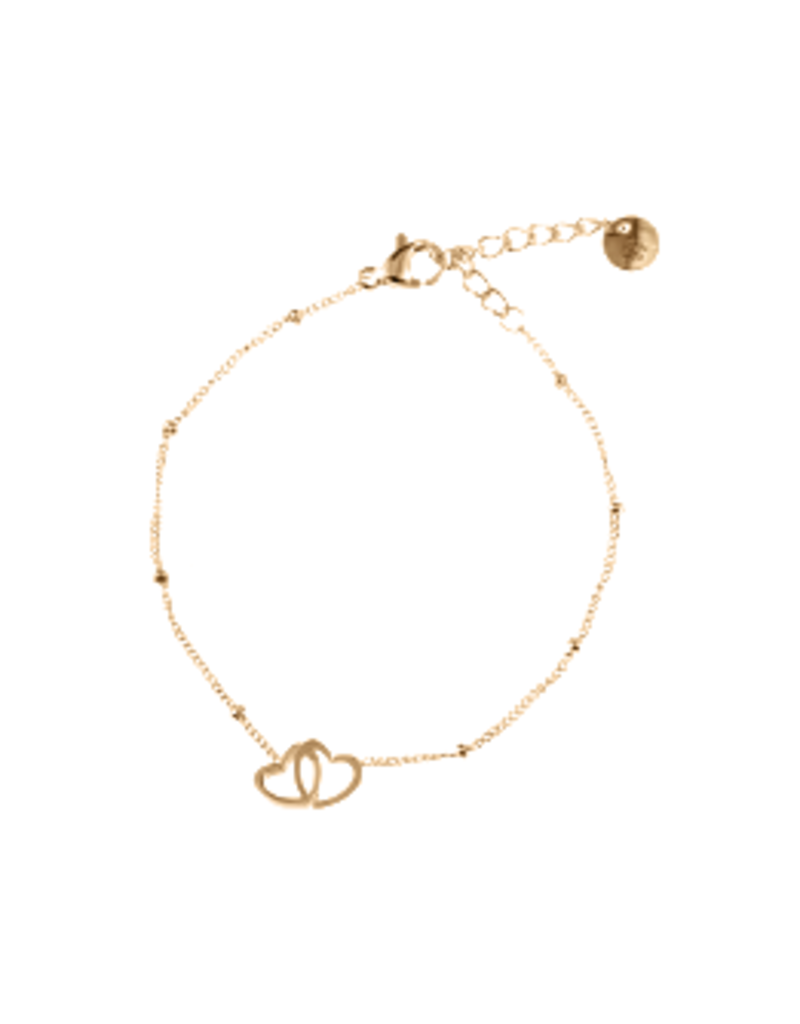 Go Dutch Label D&E - Dubbel hartje armband - goud