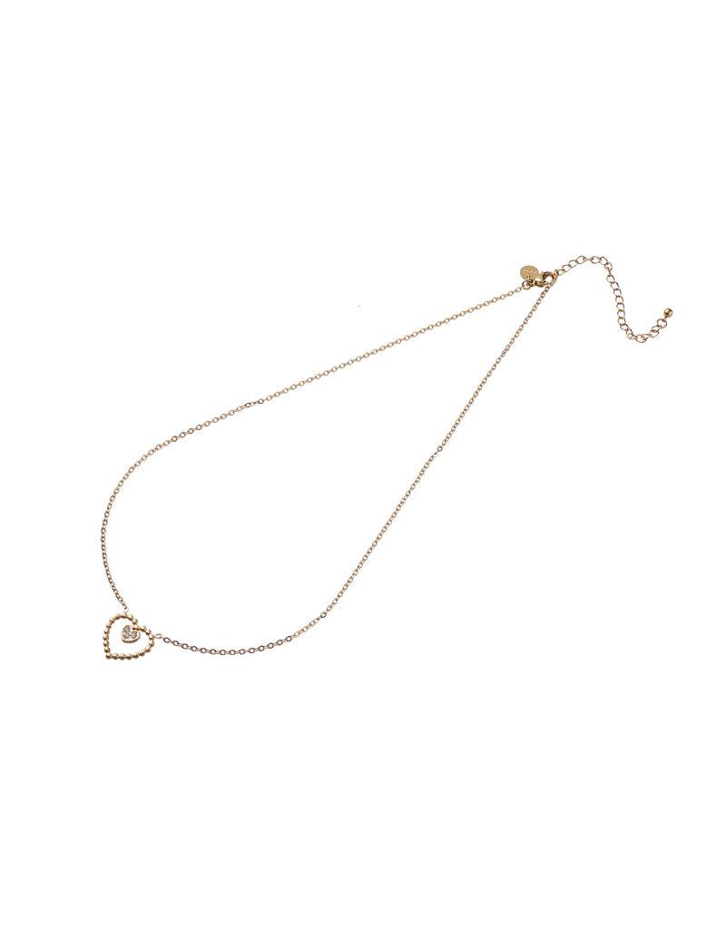 Go Dutch Label D&E - Ketting met dubbele hartjes - goud