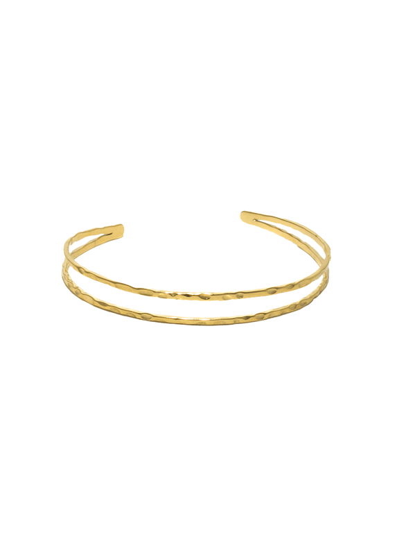 21Jewelz Dubbele gouden bangle met textuur