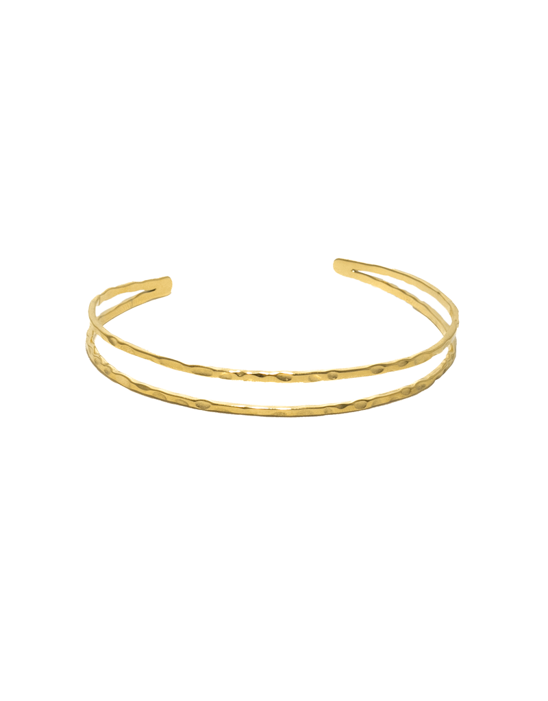 21Jewelz Dubbele gouden bangle met textuur