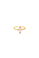 21Jewelz Gouden ring met roze kraaltjes