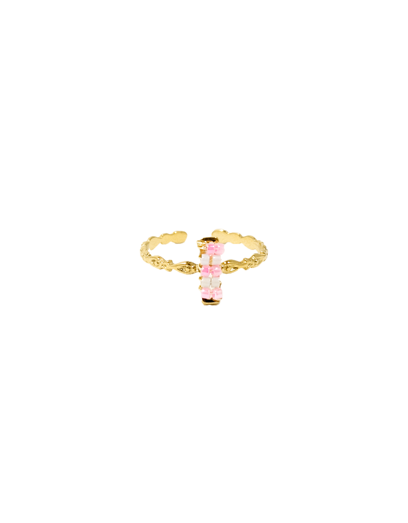 21Jewelz Gouden ring met roze kraaltjes