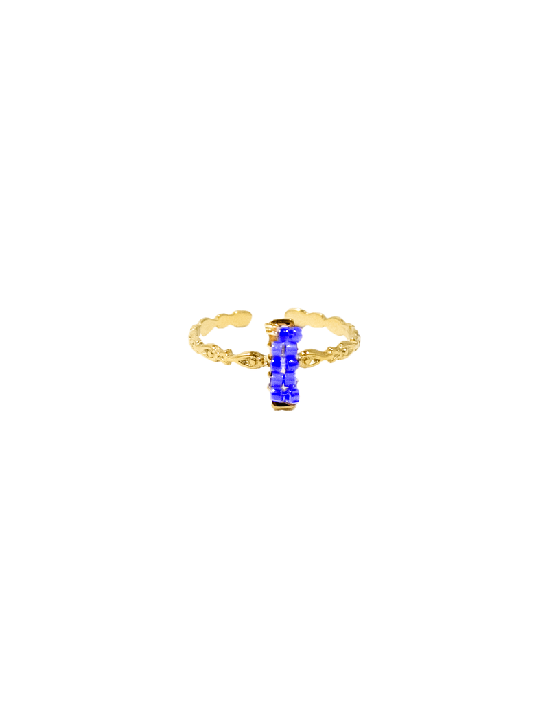 21Jewelz Gouden ring met blauwe kraaltjes
