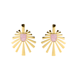 21Jewelz Studs oorbellen met roze steen - goud