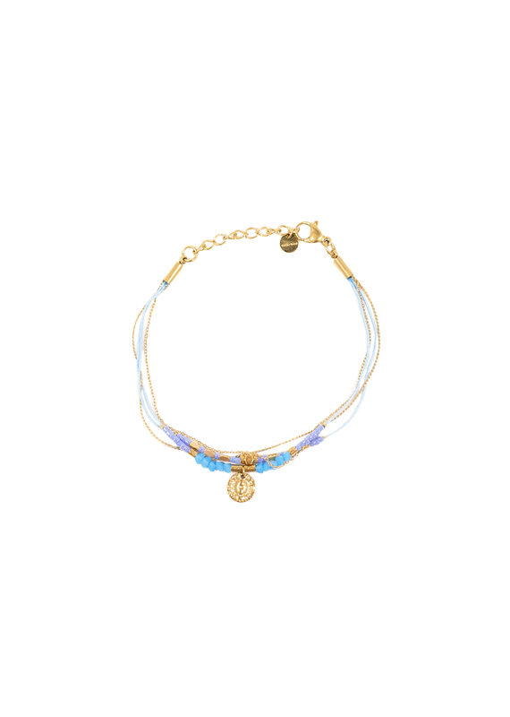 21Jewelz Armbandje met goud muntje - blauw