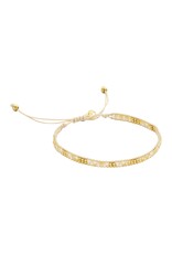 Biba Dun armbandje met kralen - beige/goud/wit