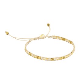 Biba Dun armbandje met kralen - beige/goud/wit