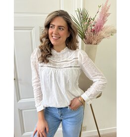 21Jewelz Blouse met hoge kraag & open details - wit