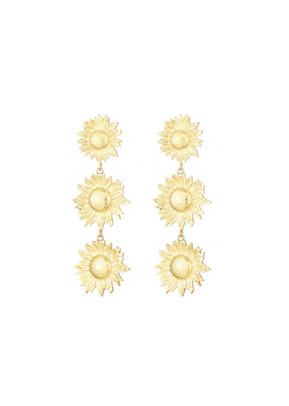 21Jewelz Statement oorbellen zonnebloem - goud