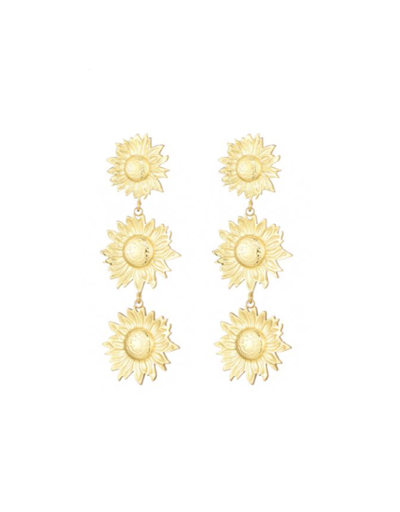 21Jewelz Statement oorbellen zonnebloem - goud