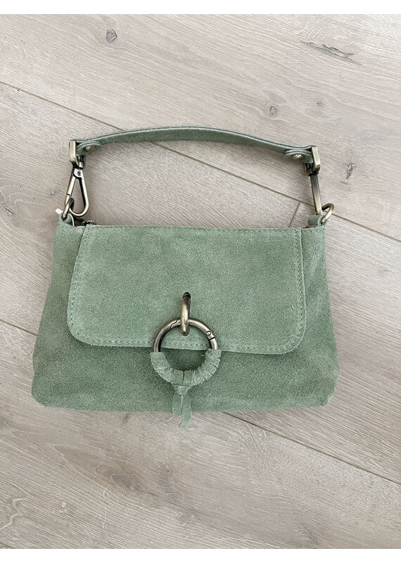 21Jewelz Musthave tasje met ringdetail - suede mint groen