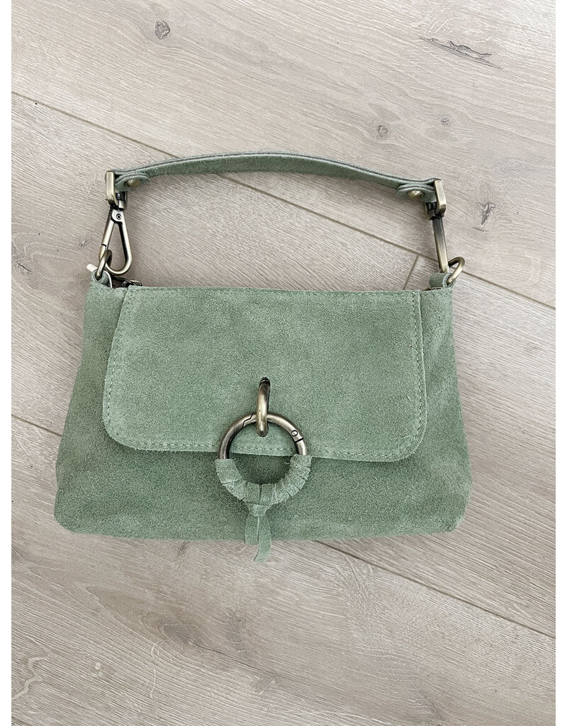 21Jewelz Musthave tasje met ringdetail - suede mint groen