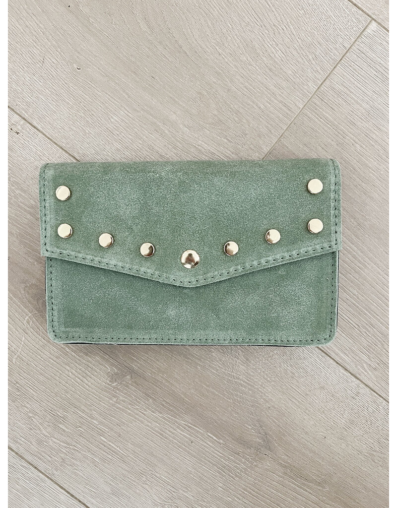 21Jewelz Tasje met gouden studs - suede mint groen