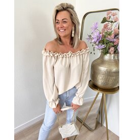 21Jewelz Off shoulder top met ruffles - beige