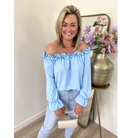 21Jewelz Off shoulder top met ruffles - blauw