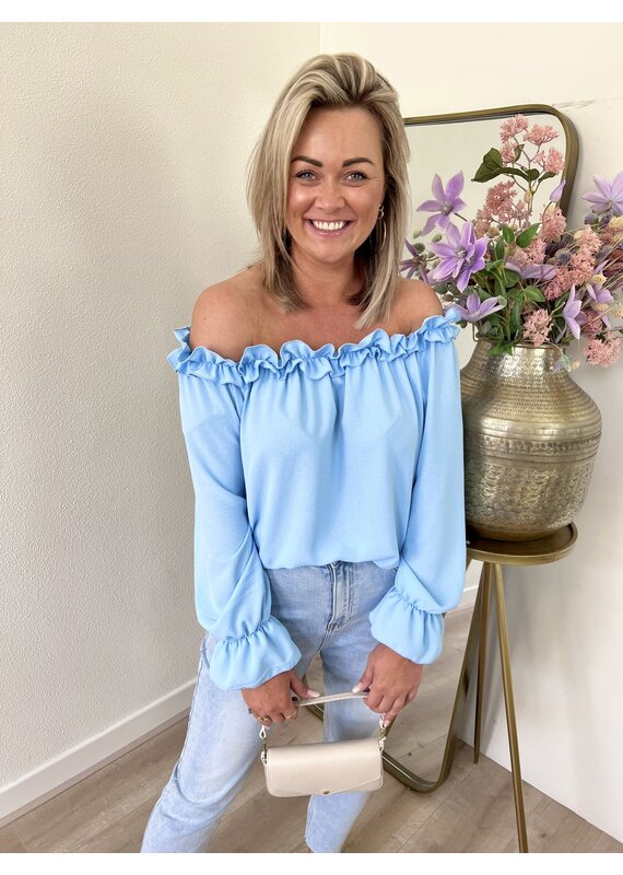 21Jewelz Off shoulder top met ruffles - blauw