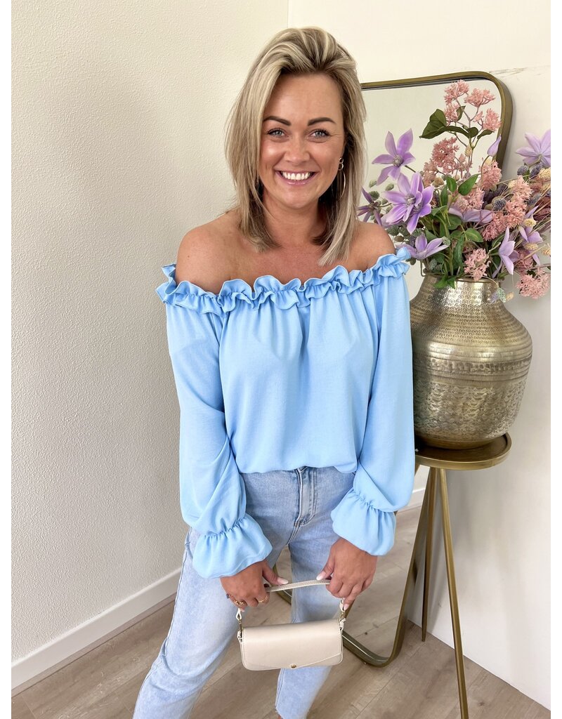 21Jewelz Off shoulder top met ruffles - blauw