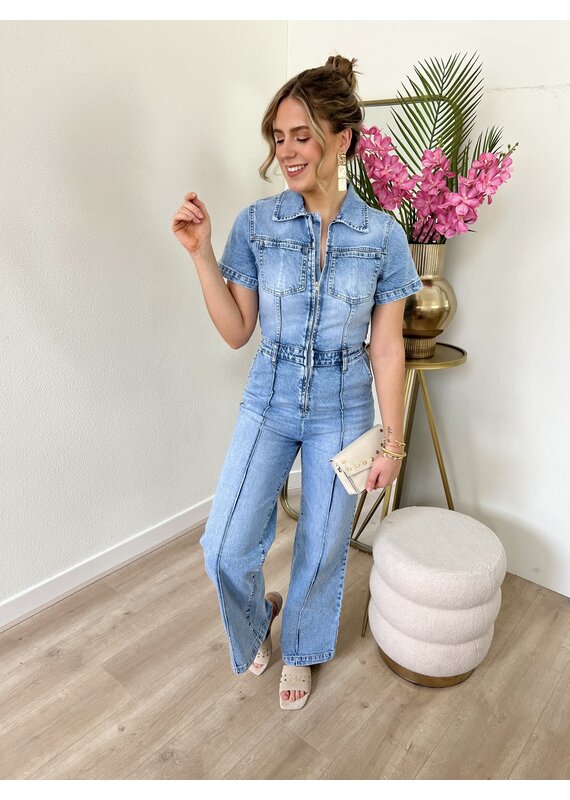 21Jewelz Jeans jumpsuit met korte mouwen