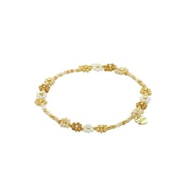 Biba Bloemen armband met ecru & beige kralen