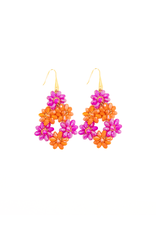 21Jewelz Statement oorhangers met fuchsia en oranje bloemen