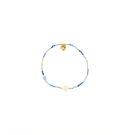 21Jewelz Blauw armbandje met witte klaversteen