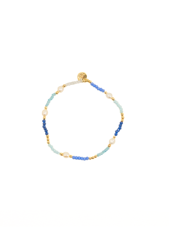 21Jewelz Blauw armbandje met witte parels